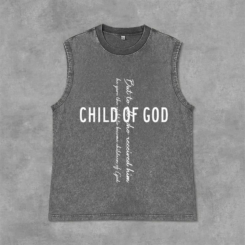 Christianartworkshop Child Of God Scripture Unisex Washed Tank Top - Grey - 2XL - image 0