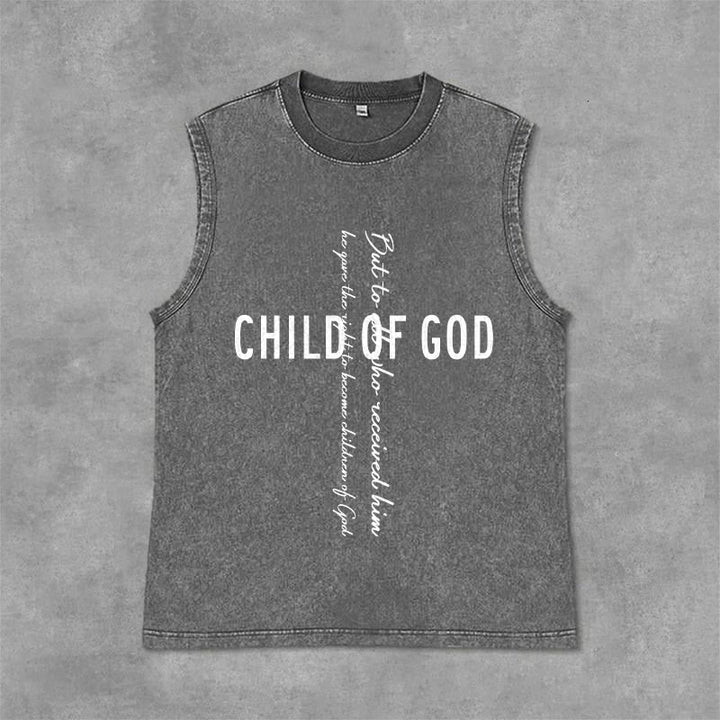 Christianartworkshop Child Of God Scripture Unisex Washed Tank Top - Grey - 2XL - image 0