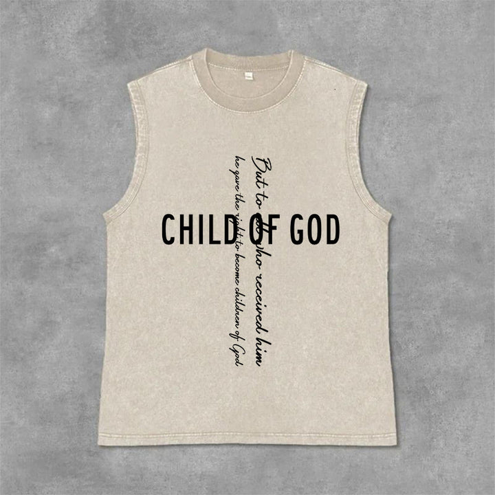 Christianartworkshop Child Of God Scripture Unisex Washed Tank Top - Beige - 2XL - image 3