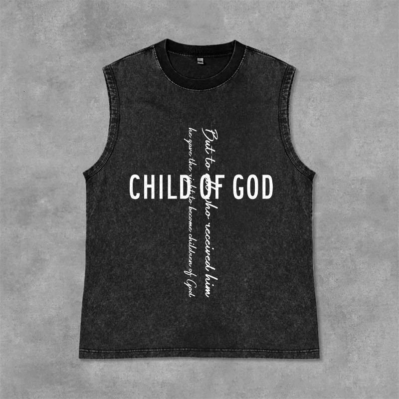 Christianartworkshop Child Of God Scripture Unisex Washed Tank Top - Black - 2XL - image 9