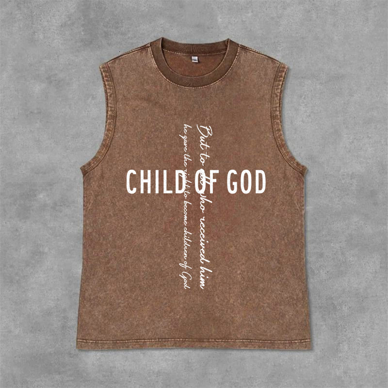 Christianartworkshop Child Of God Scripture Unisex Washed Tank Top - Brown - 2XL - image 6