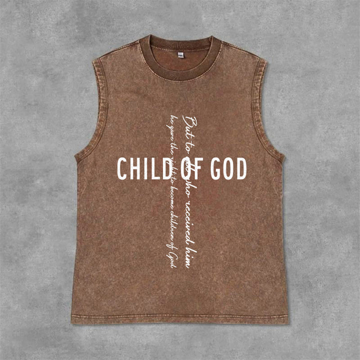 Christianartworkshop Child Of God Scripture Unisex Washed Tank Top - Brown - 2XL - image 6