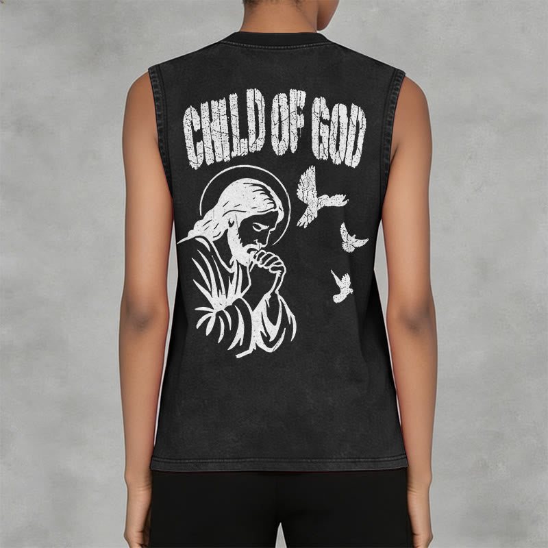 Christianartworkshop Praying Jesus Child Of God Faith Unisex Washed Tank Top - image 11