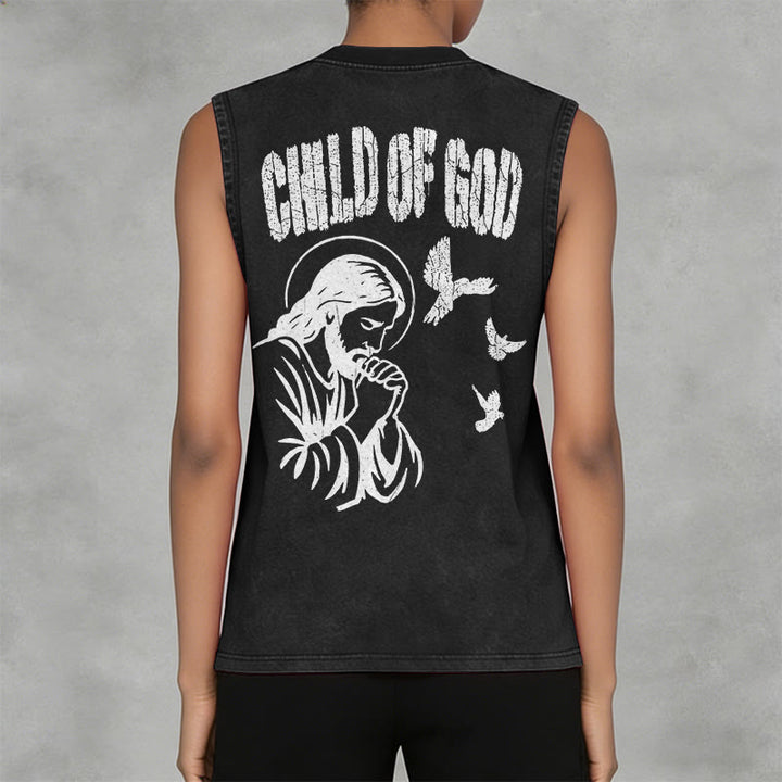 Christianartworkshop Praying Jesus Child Of God Faith Unisex Washed Tank Top - image 11