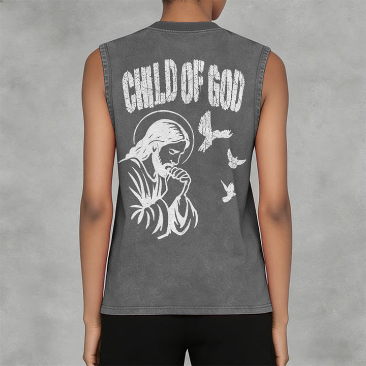 Christianartworkshop Praying Jesus Child Of God Faith Unisex Washed Tank Top - image 8