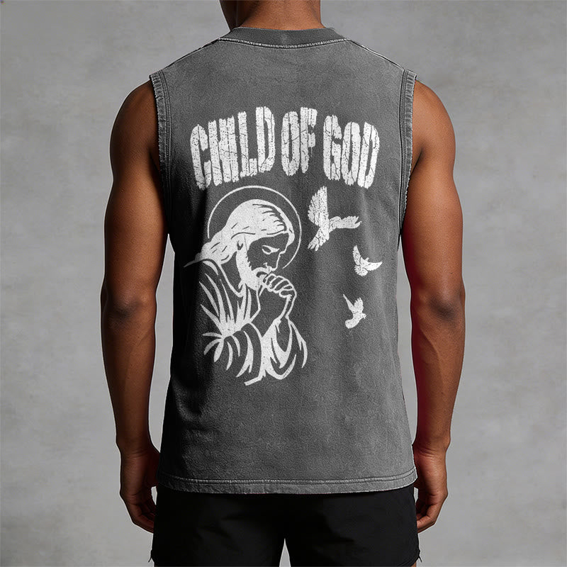 Christianartworkshop Praying Jesus Child Of God Faith Unisex Washed Tank Top - image 7