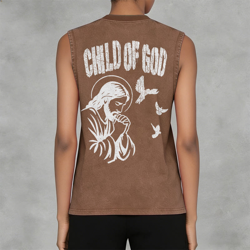 Christianartworkshop Praying Jesus Child Of God Faith Unisex Washed Tank Top - image 5