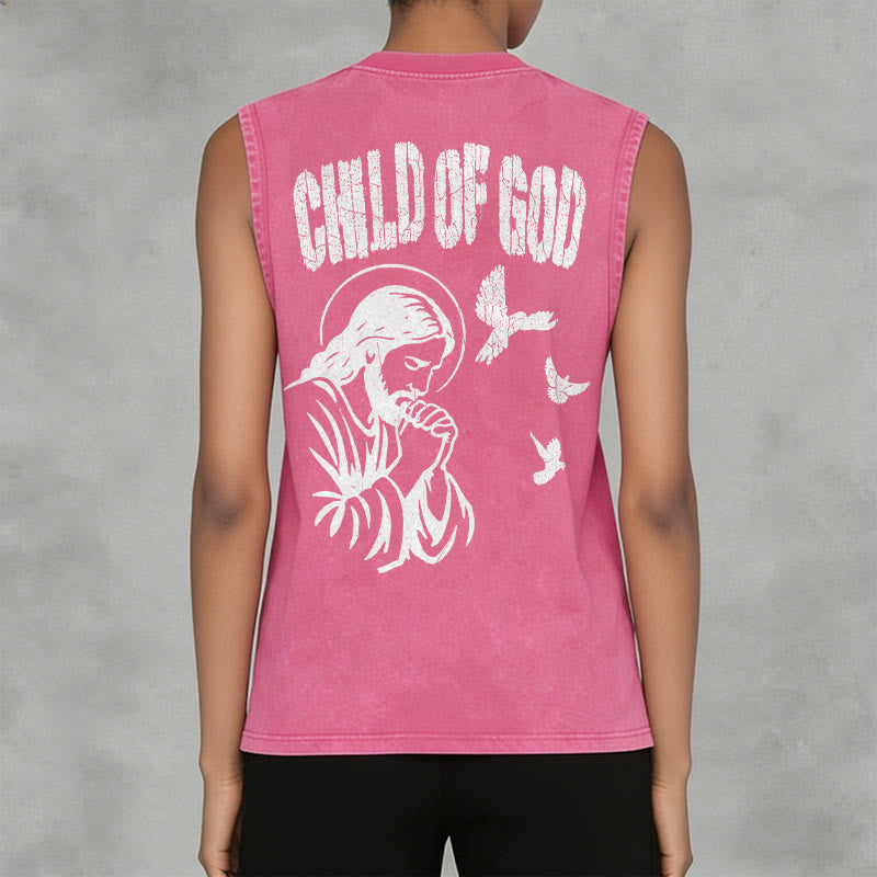 Christianartworkshop Praying Jesus Child Of God Faith Unisex Washed Tank Top - image 14
