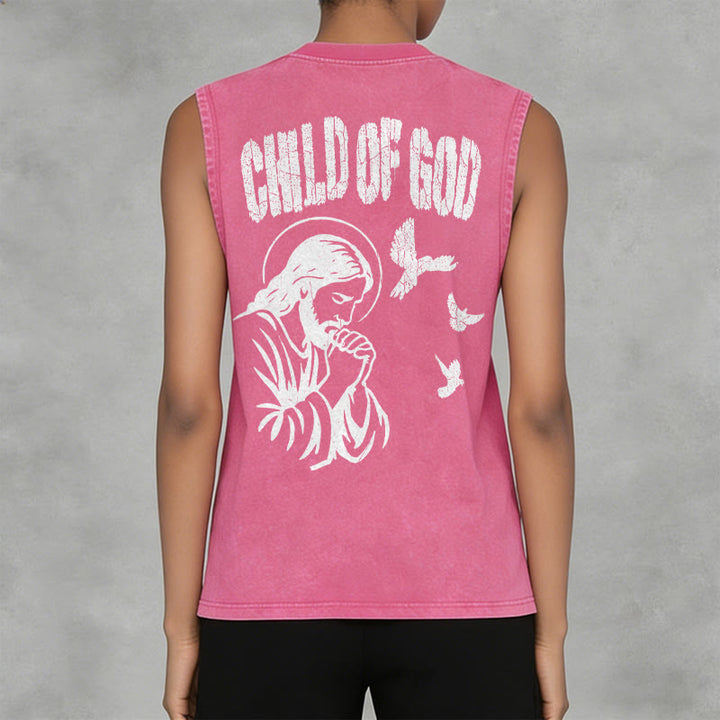 Christianartworkshop Praying Jesus Child Of God Faith Unisex Washed Tank Top - image 14