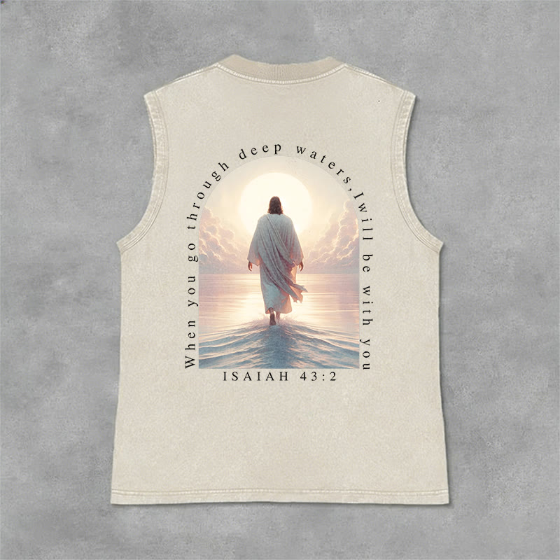 Christianartworkshop Isaiah 43:2 I Will Be With You Unisex Washed Tank Top - Beige - 2XL - image 3