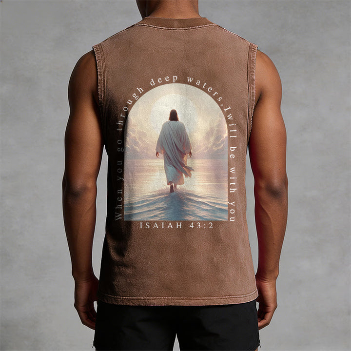 Christianartworkshop Isaiah 43:2 I Will Be With You Unisex Washed Tank Top - image 7