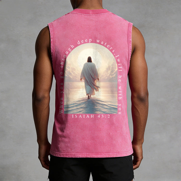 Christianartworkshop Isaiah 43:2 I Will Be With You Unisex Washed Tank Top - image 13