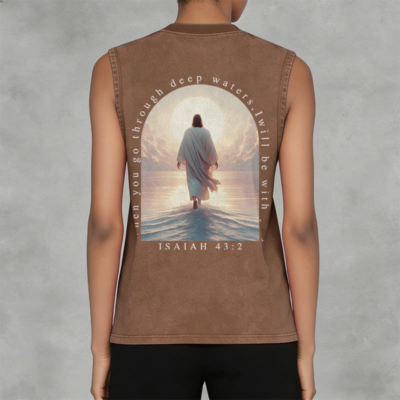 Christianartworkshop Isaiah 43:2 I Will Be With You Unisex Washed Tank Top - image 8