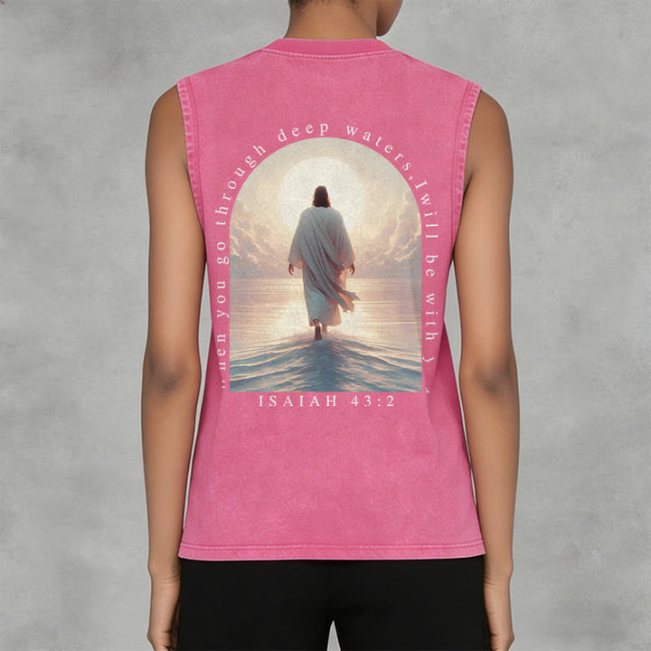 Christianartworkshop Isaiah 43:2 I Will Be With You Unisex Washed Tank Top - image 14