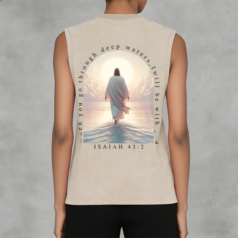 Christianartworkshop Isaiah 43:2 I Will Be With You Unisex Washed Tank Top - image 5