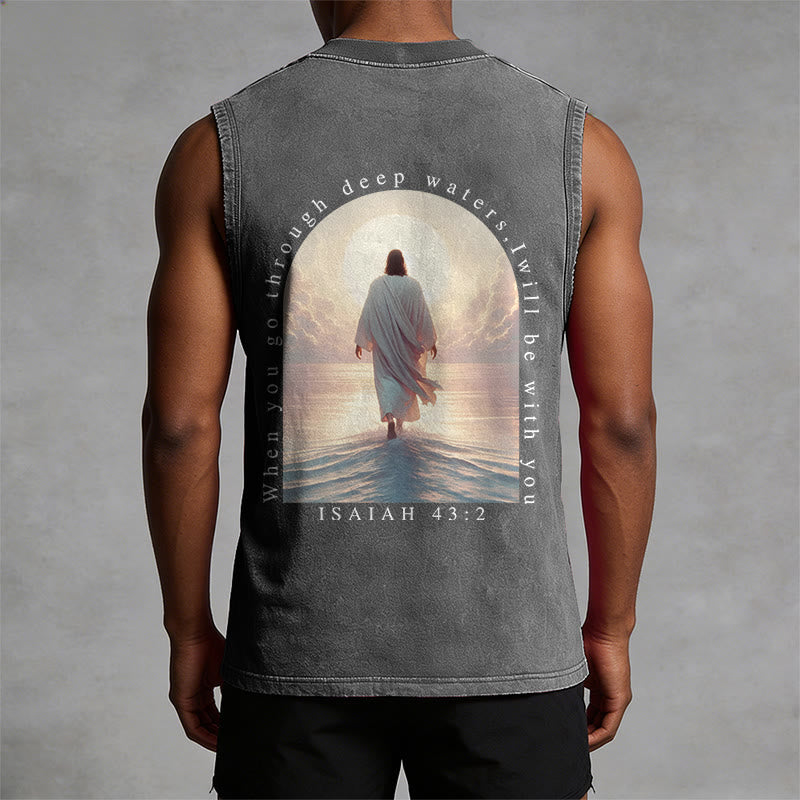 Christianartworkshop Isaiah 43:2 I Will Be With You Unisex Washed Tank Top - image 10