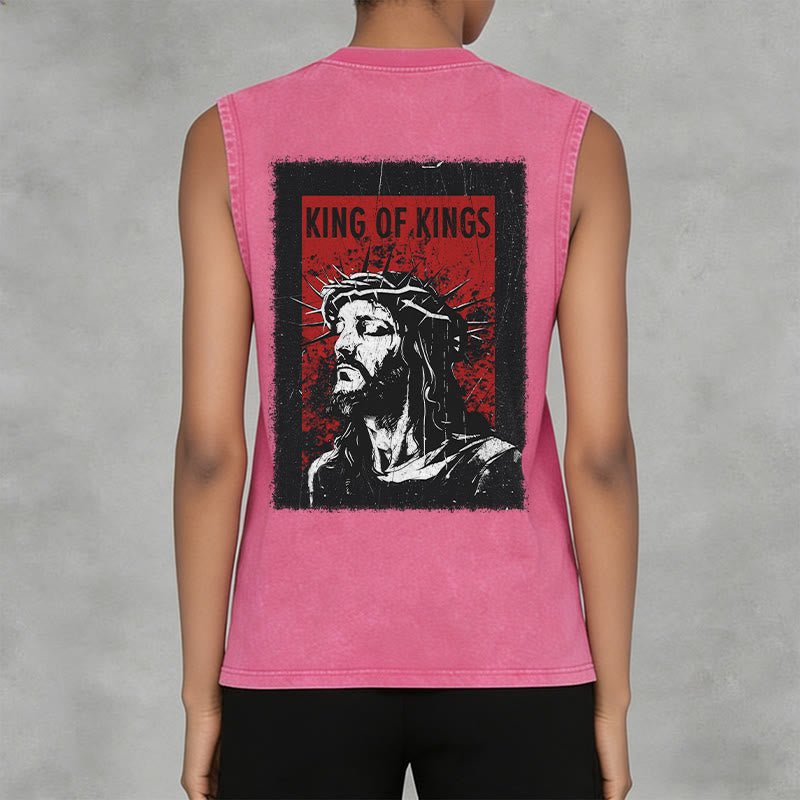 Christianartworkshop King Of Kings Jesus Unisex Washed Tank Top - image 14