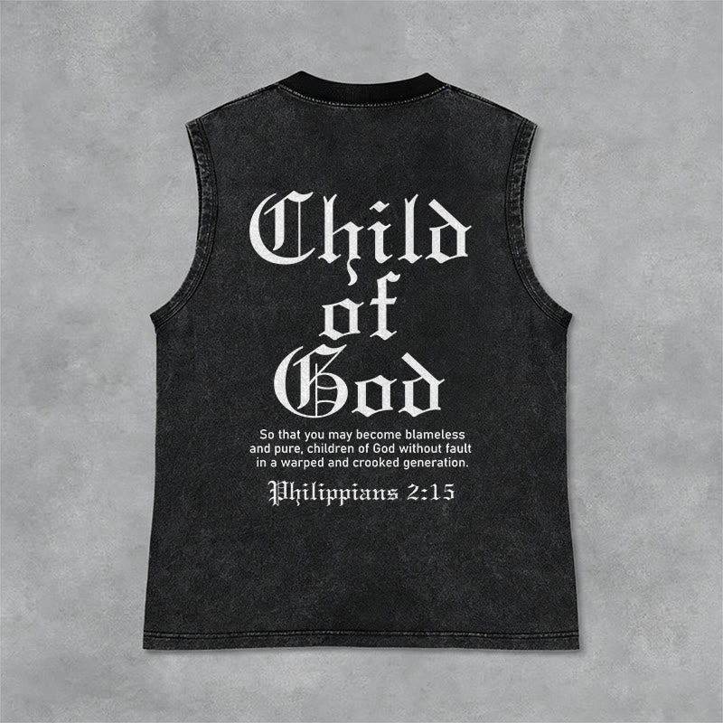 Christianartworkshop Child Of God Philippians 2:15 Unisex Washed Tank Top - Black - 2XL - image 9
