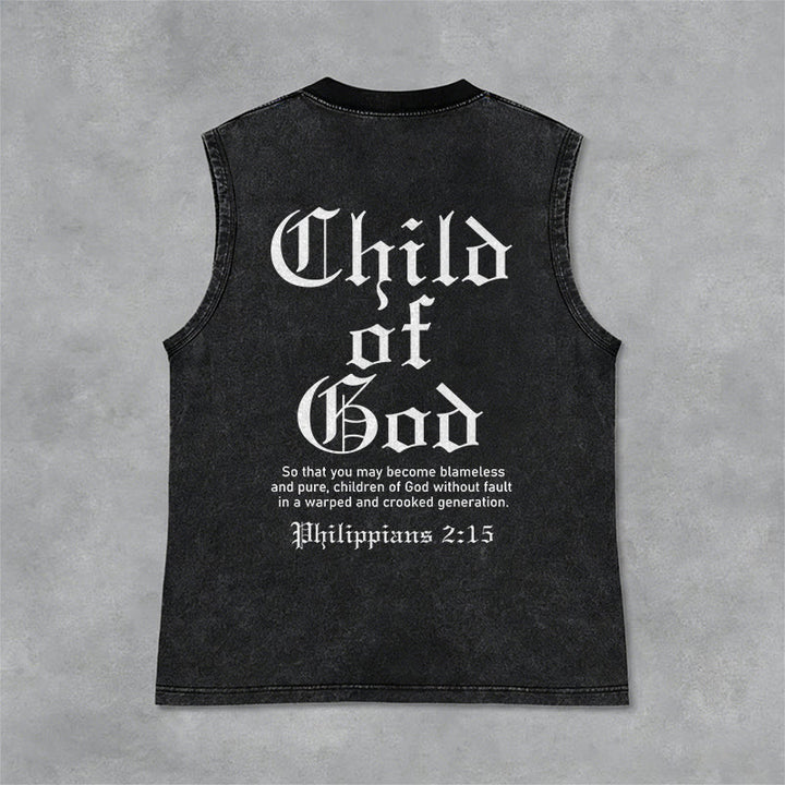 Christianartworkshop Child Of God Philippians 2:15 Unisex Washed Tank Top - Black - 2XL - image 9