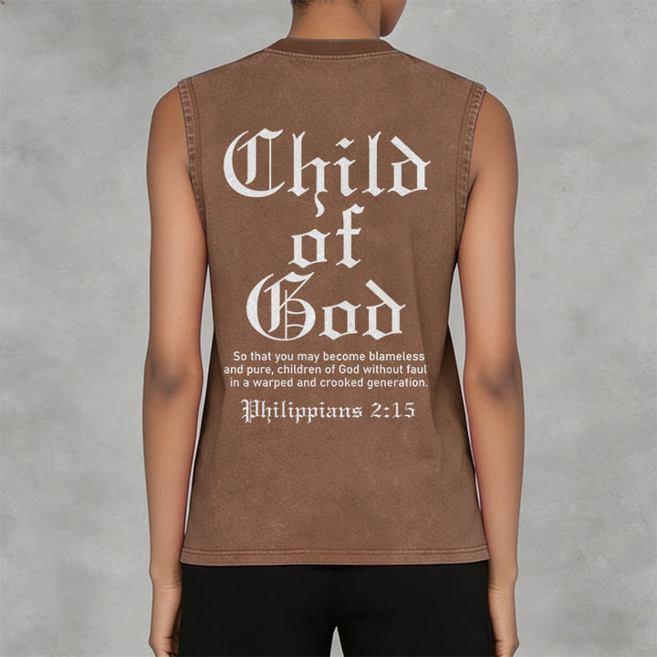 Christianartworkshop Child Of God Philippians 2:15 Unisex Washed Tank Top - image 2
