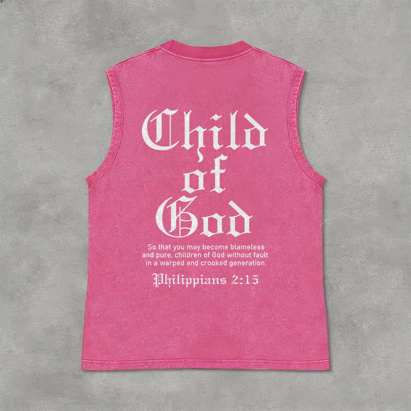 Christianartworkshop Child Of God Philippians 2:15 Unisex Washed Tank Top - Pink - 2XL - image 12