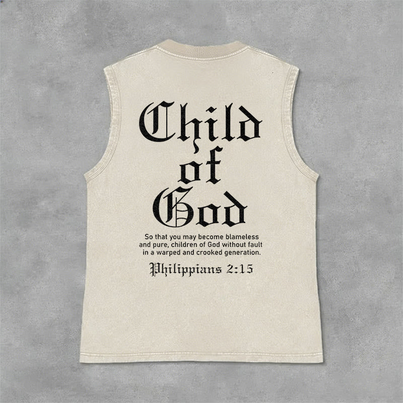 Christianartworkshop Child Of God Philippians 2:15 Unisex Washed Tank Top - Beige - 2XL - image 6