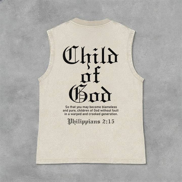 Christianartworkshop Child Of God Philippians 2:15 Unisex Washed Tank Top - Beige - 2XL - image 6