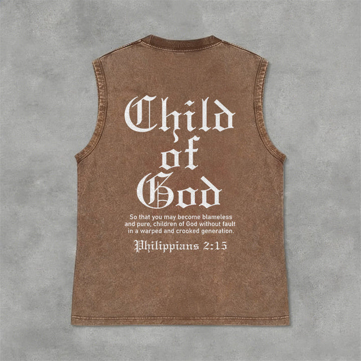Christianartworkshop Child Of God Philippians 2:15 Unisex Washed Tank Top - Brown - 2XL - image 0