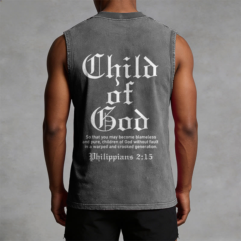 Christianartworkshop Child Of God Philippians 2:15 Unisex Washed Tank Top - image 4