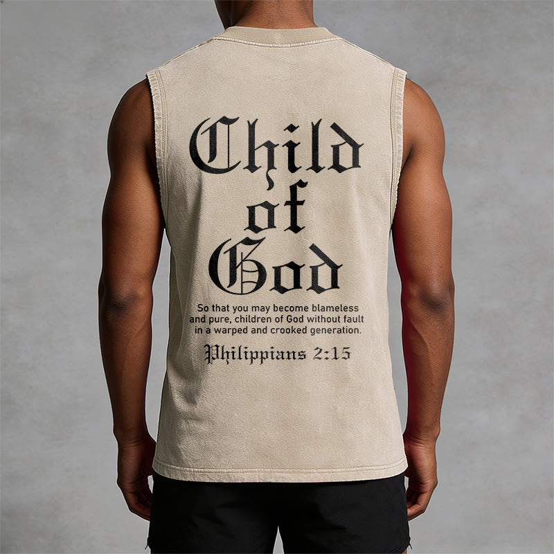 Christianartworkshop Child Of God Philippians 2:15 Unisex Washed Tank Top - image 7