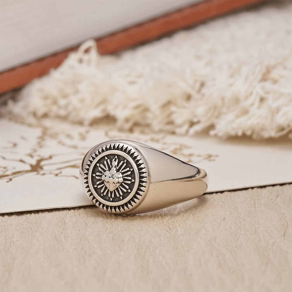 Christianartworkshop Sacred Heart Adjustable Signet Ring: A Symbol of Divine Love and Heavenly Devotion - image 3