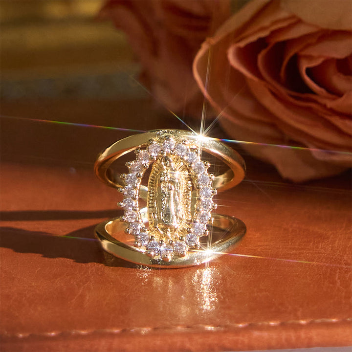 Christianartworkshop Our Lady of Guadalupe Zircon Halo Ring: A Symbol of Marian Grace and Divine Light - Our Lady(Suitable for US Sizes 9 - 12) - image 0