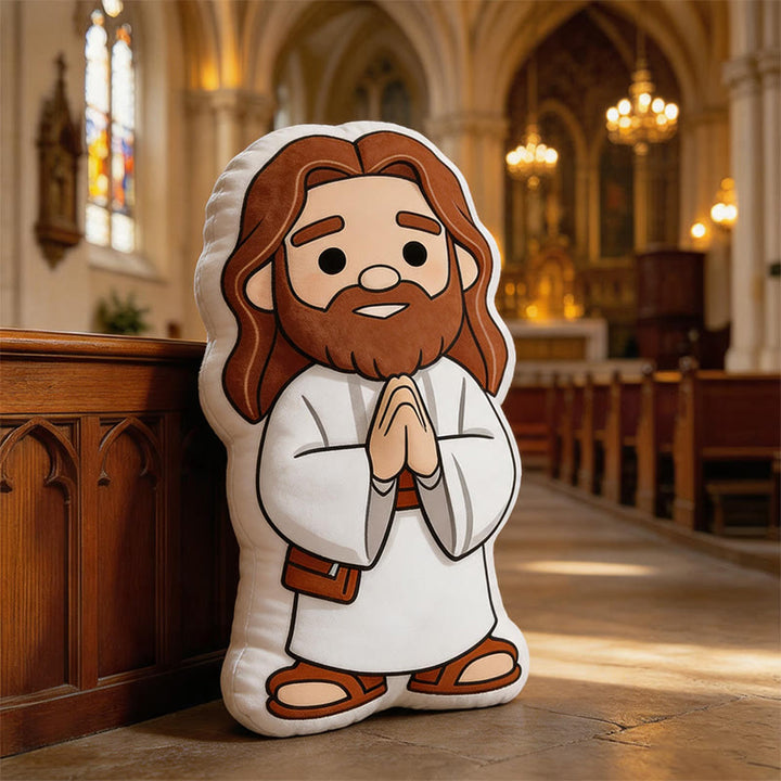 Christianartworkshop Cute Cartoon Jesus Praying Pose Shaped Plush Pillow: Whimsical Faith-Inspired Home Decor - image 4