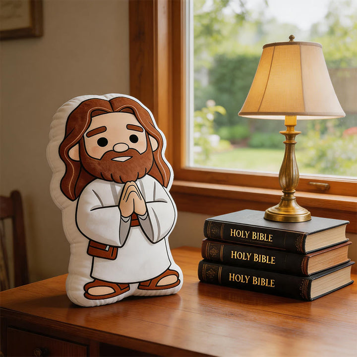 Christianartworkshop Cute Cartoon Jesus Praying Pose Shaped Plush Pillow: Whimsical Faith-Inspired Home Decor - image 3