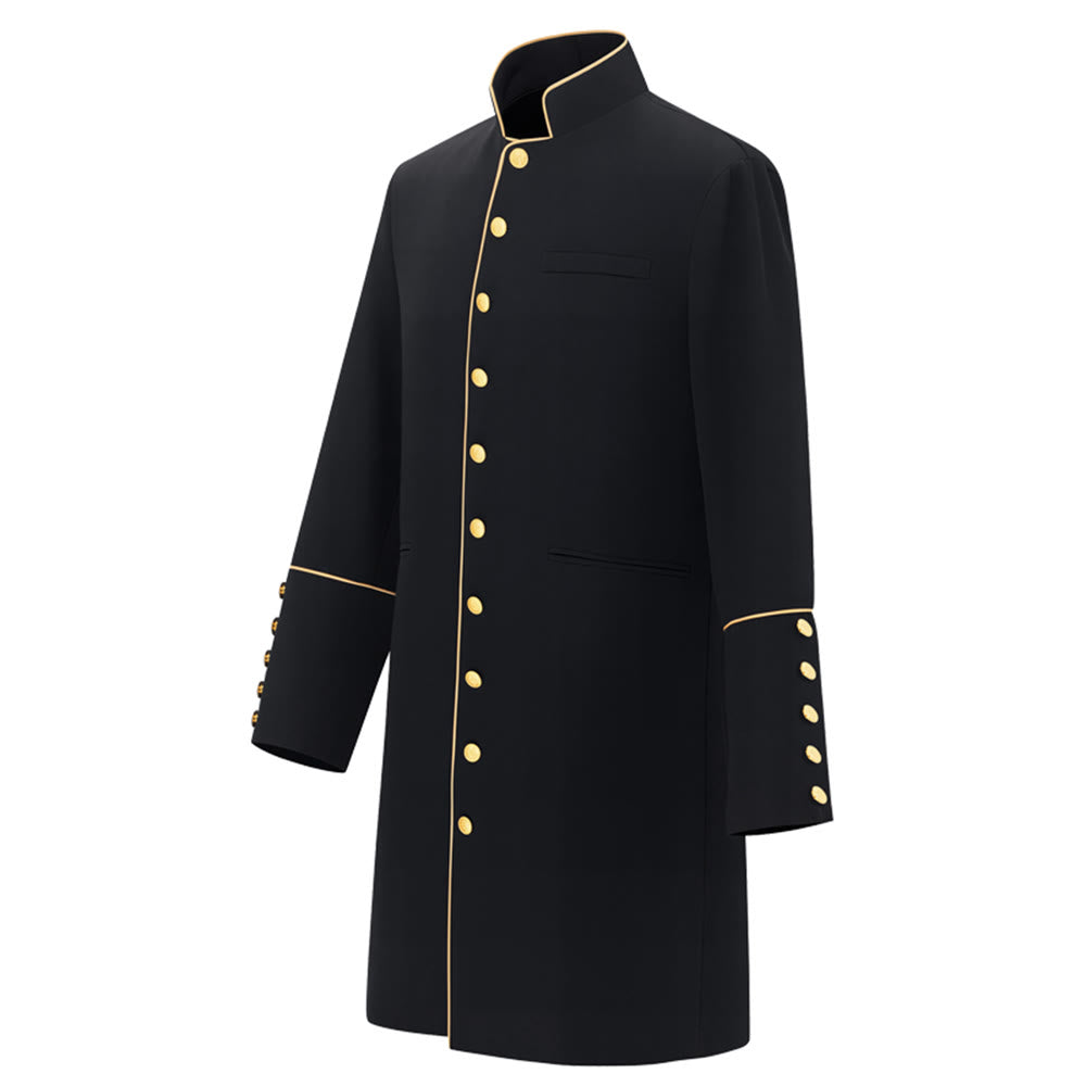 Christianartworkshop Traditional Stand Collar Clergy Robe with Golden Buttons & MultiColor Options - image 1