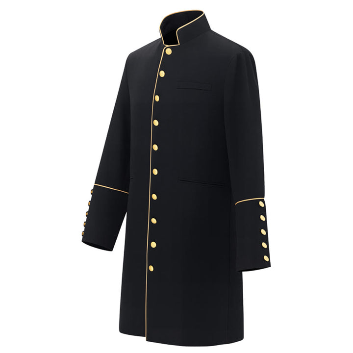 Christianartworkshop Traditional Stand Collar Clergy Robe with Golden Buttons & MultiColor Options - image 1