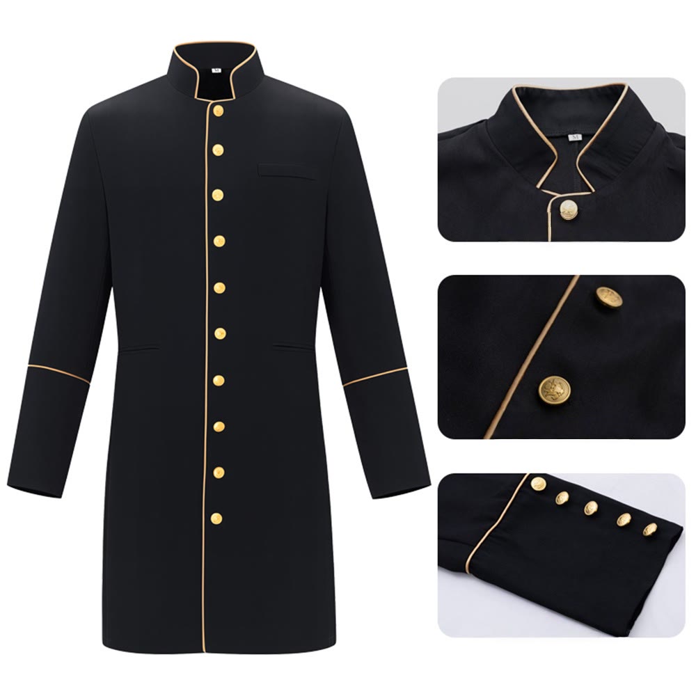 Christianartworkshop Traditional Stand Collar Clergy Robe with Golden Buttons & MultiColor Options - image 7