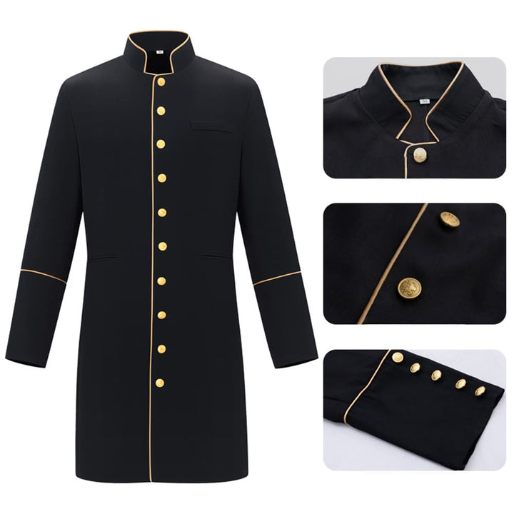 Christianartworkshop Traditional Stand Collar Clergy Robe with Golden Buttons & MultiColor Options - image 7