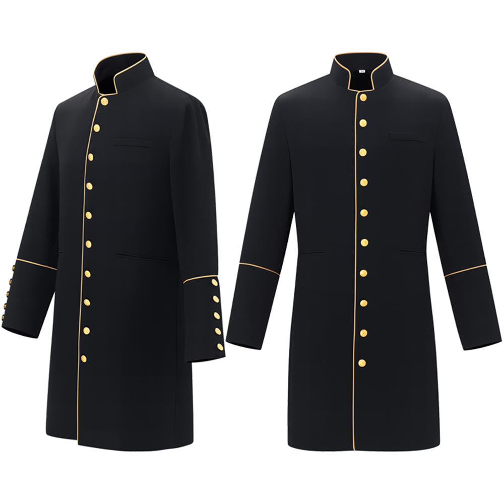 Christianartworkshop Traditional Stand Collar Clergy Robe with Golden Buttons & MultiColor Options - image 8