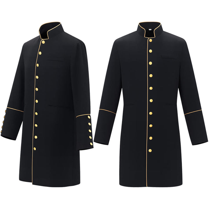 Christianartworkshop Traditional Stand Collar Clergy Robe with Golden Buttons & MultiColor Options - image 8
