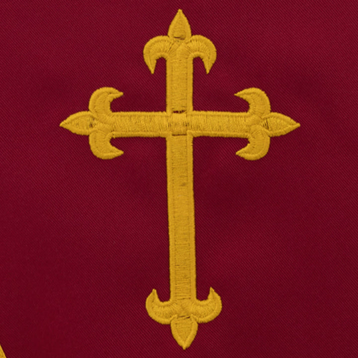 Christianartworkshop Traditional Burgundy Clergy Robe with Gold Cross & V Neck Trim - image 6