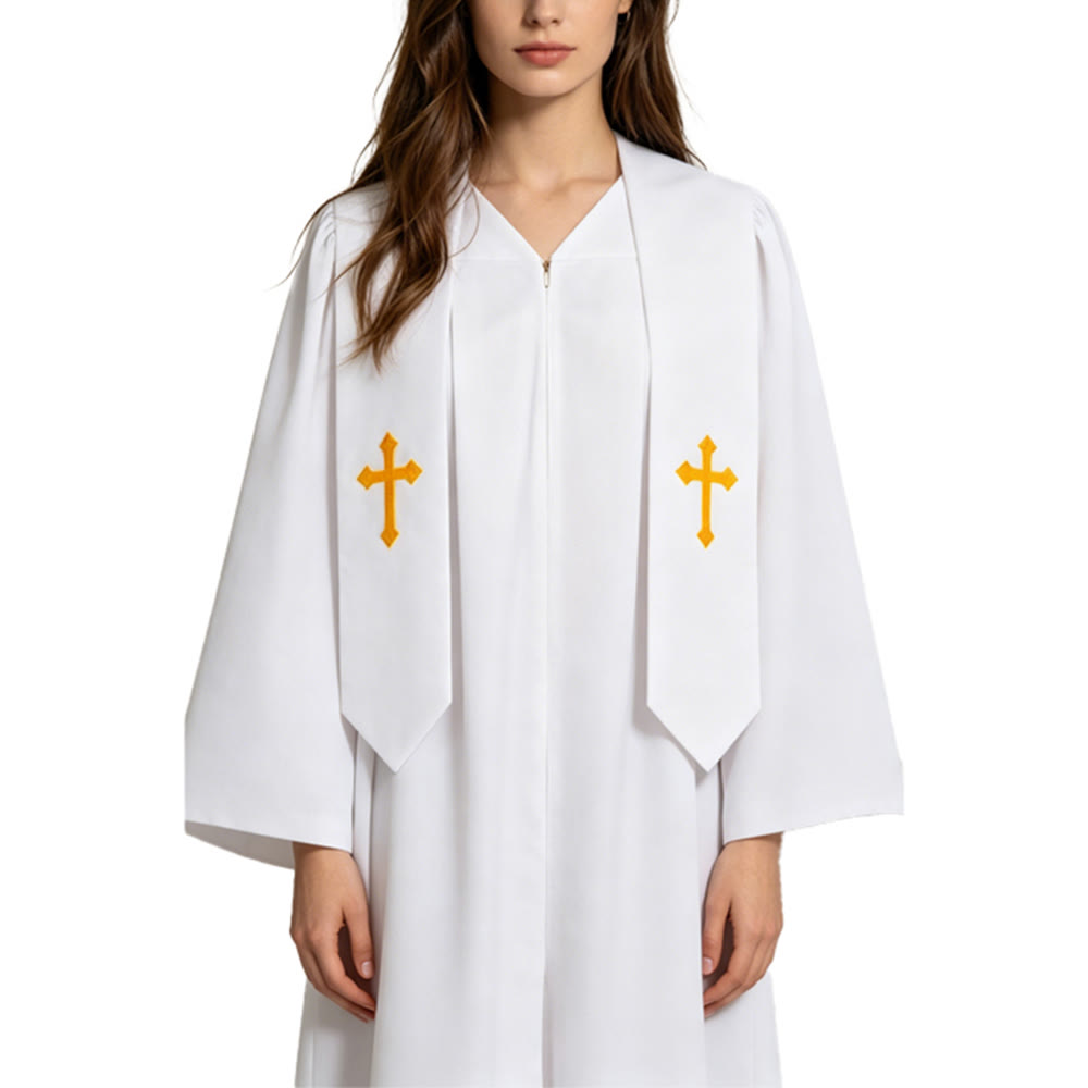 Christianartworkshop Elegant Black & White Clergy Robes: Golden Cross Detail - image 12