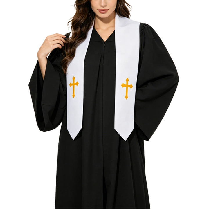Christianartworkshop Elegant Black & White Clergy Robes: Golden Cross Detail - image 15