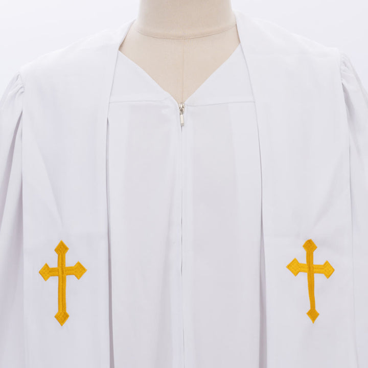 Christianartworkshop Elegant Black & White Clergy Robes: Golden Cross Detail - image 6