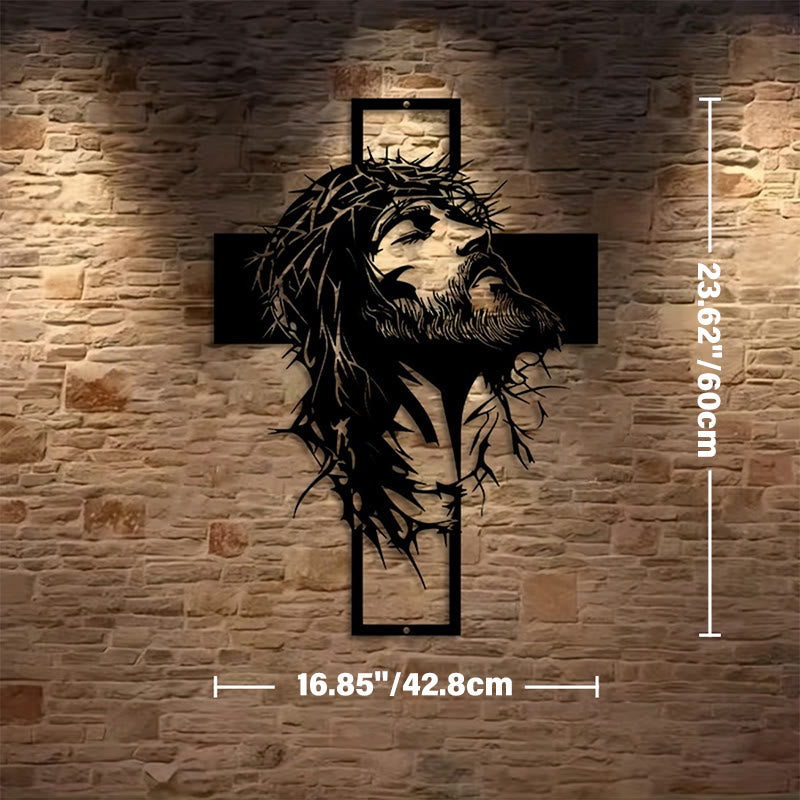 Christianartworkshop Crown of Thorns Jesus Cross Metal Wall Decor: Heartfelt Faith Statement  - Black - 16.85''*23.62''*0.06''/42.8cm*60cm*0.15cm - image 4