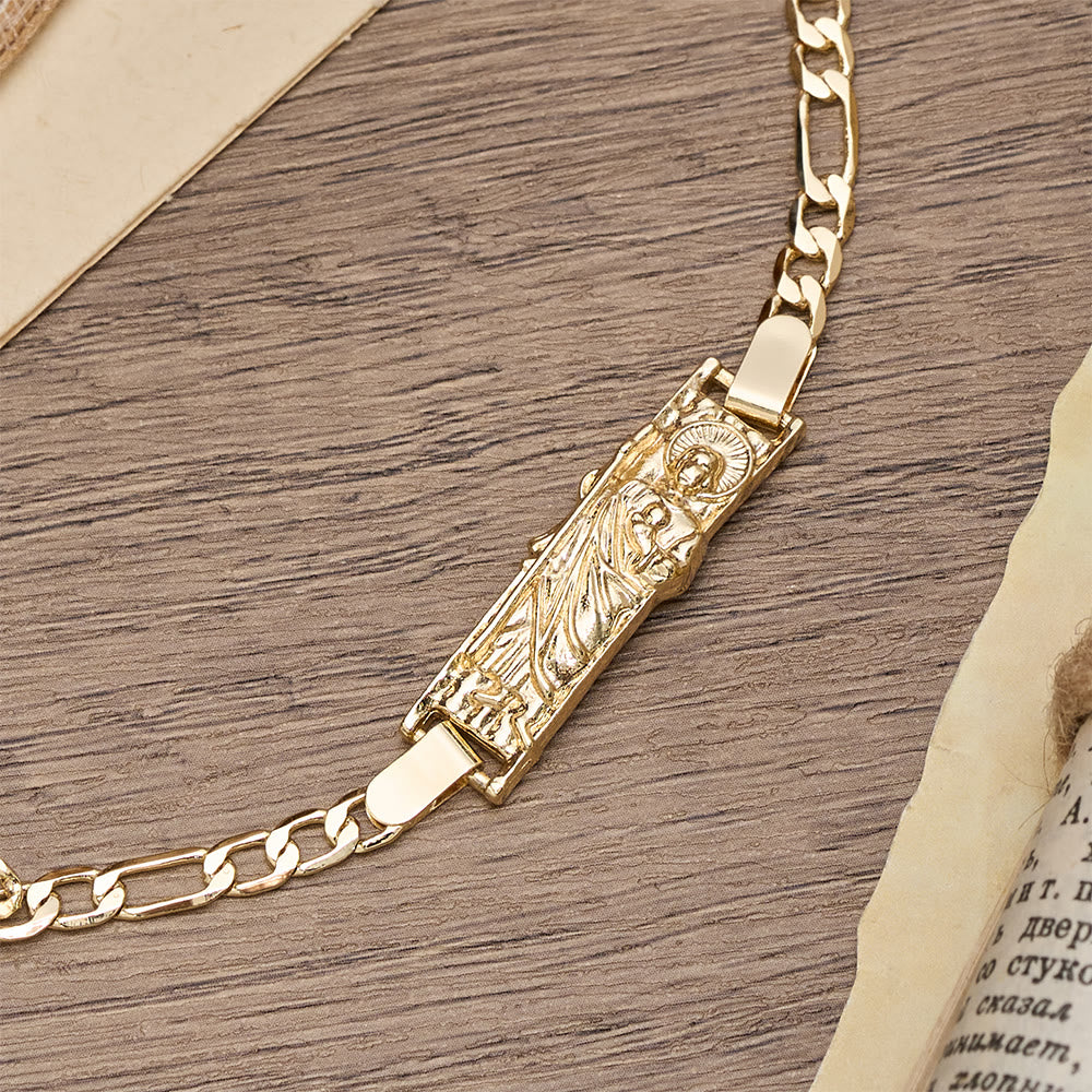 Christianartworkshop Figaro Chain Bracelet with Marian & St. Jude Devotional Medallions: A Symbol of Divine Protection - image 10