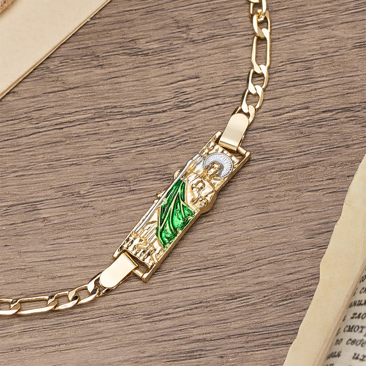 Christianartworkshop Figaro Chain Bracelet with Marian & St. Jude Devotional Medallions: A Symbol of Divine Protection - image 8