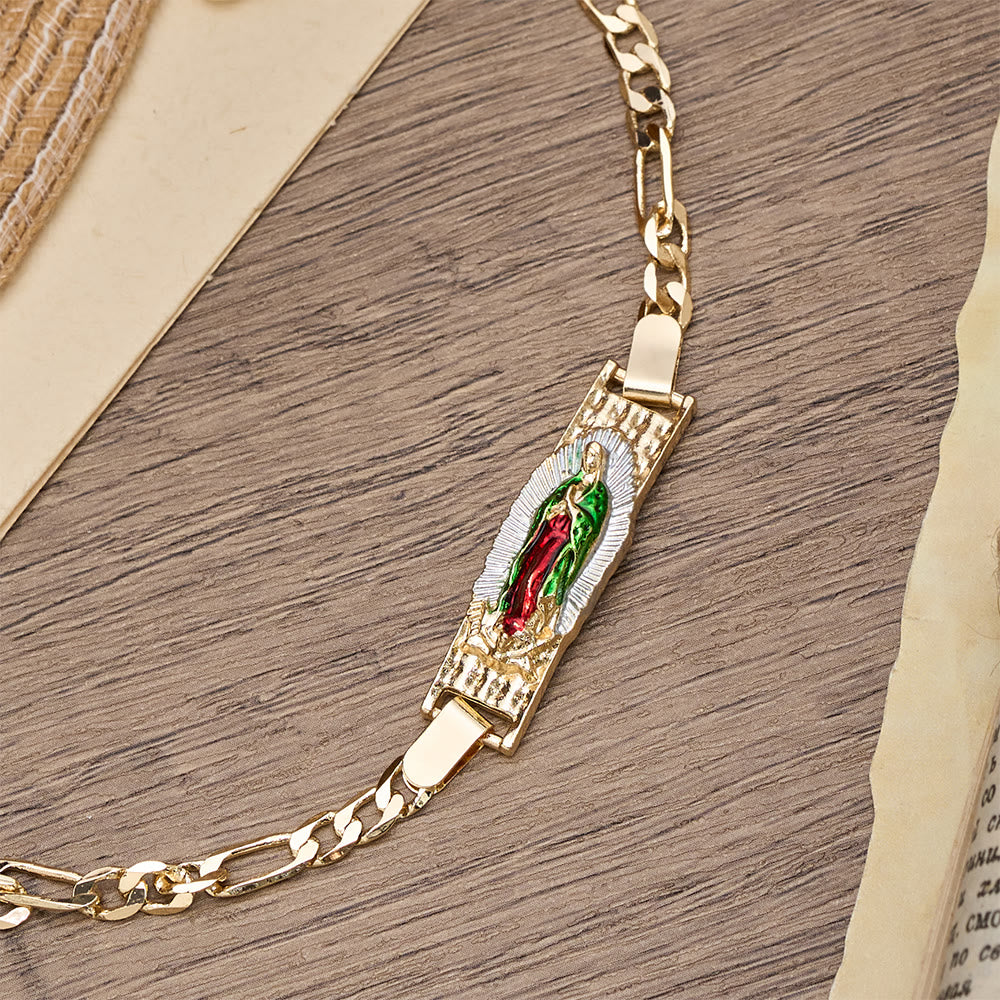 Christianartworkshop Figaro Chain Bracelet with Marian & St. Jude Devotional Medallions: A Symbol of Divine Protection - image 2