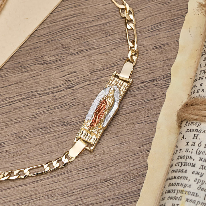 Christianartworkshop Figaro Chain Bracelet with Marian & St. Jude Devotional Medallions: A Symbol of Divine Protection - image 6