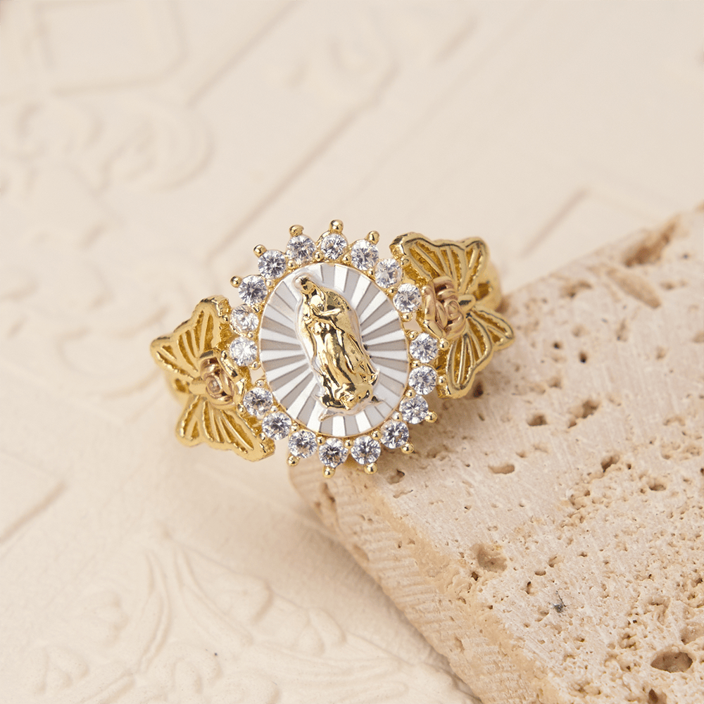 Christianartworkshop Floral Rose Radiant Our Lady Zircon Ring: Carry the Light of Maternal Love - image 4